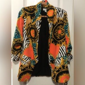 (155)- 😍 Gorgeous Tropical/ Zebra Boyfriend Blazer!🦓📌 -M🔥 🚨No Stretch!🚨